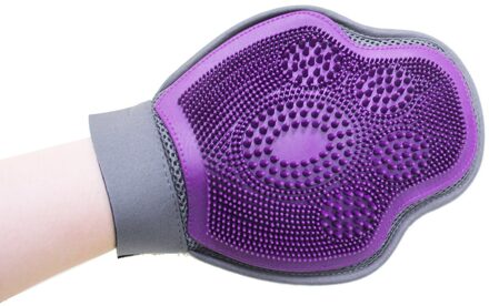 Pet Grooming Ontharing Handschoenen 2-In-1, huisdier Massage En Bad Borstel Voor Langharige Huisdier Ontharing Gereedschap bordeaux