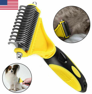 Pet Hair Brush Tool Knoop Remover Hond Kat Vergieten Dubbelzijdig Open Trimmer Grooming Vergieten Dematting Rake Kam