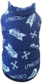 Pet Herfst Winter Casual Bone Gedrukt Katoenen Vest Kleine En Middelgrote Hond Koud Weer Accessoires Winter Kleding Voor Honden Blauw / XL