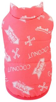 Pet Herfst Winter Casual Bone Gedrukt Katoenen Vest Kleine En Middelgrote Hond Koud Weer Accessoires Winter Kleding Voor Honden Roze / XXL