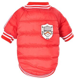 Pet Herfst Winter Kostuum Warm Gedrukt Katoen Gewatteerde Capuchon Hond Verdikking Effen Kleur Hoodie R / L