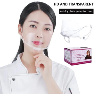 PET High-definition Transparent Plastic Protective Mask Shield Face Mouth Cover Screen Anti Water Splash Isolation