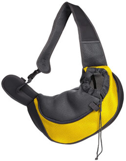 Pet-Hond-Carrier Bag Outdoor Reizen Handtas Pouch Mesh Enkele Schouder-Carrier-Sling-Tas Comfort reizen Schoudertas Voor Honden S/L Geel / 31X24X22cm
