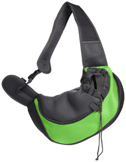 Pet-Hond-Carrier Bag Outdoor Reizen Handtas Pouch Mesh Enkele Schouder-Carrier-Sling-Tas Comfort reizen Schoudertas Voor Honden S/L Groen / 31X24X22cm
