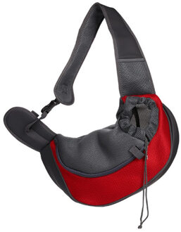 Pet-Hond-Carrier Bag Outdoor Reizen Handtas Pouch Mesh Enkele Schouder-Carrier-Sling-Tas Comfort reizen Schoudertas Voor Honden S/L Rood / 37X29X25cm