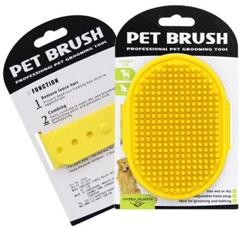 Pet Hond Kat Bad Borstel Kam Zachte Rubber Huisdieren Benodigdheden Douche Grooming Masseren Bad Handschoen Borstel Keuken Schoonmaken Handschoenen geel