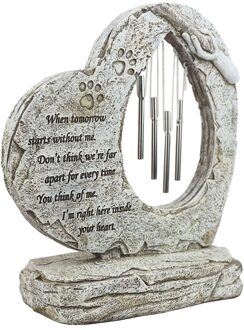 Pet Hond Kat Gedenkteken Steen Graf Grafsteen Met Windgong Versiering