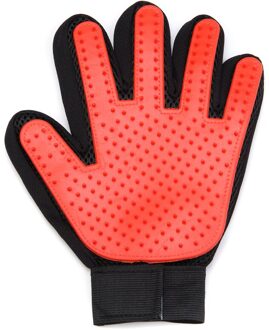 Pet Hond Kat Grooming Handschoenen Hair Remover Brush Deshedding Cleaner Massage Siliconen Handschoen Schoonmaakproducten Kaarden Voor Animal rood-links glove
