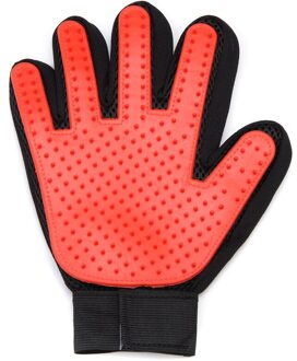 Pet Hond Kat Grooming Handschoenen Hair Remover Brush Deshedding Cleaner Massage Siliconen Handschoen Schoonmaakproducten Kaarden Voor Animal rood-rechtsaf glove