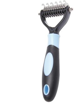 Pet Hond Kat Ontharing Borstel Kam Vergieten Hark Bont Knot Grooming Tool Trimmer Kam voor Katten Honden Borstel Blauw