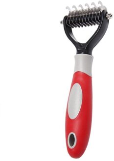 Pet Hond Kat Ontharing Borstel Kam Vergieten Hark Bont Knot Grooming Tool Trimmer Kam voor Katten Honden Borstel Rood