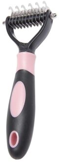 Pet Hond Kat Ontharing Borstel Kam Vergieten Hark Bont Knot Grooming Tool Trimmer Kam voor Katten Honden Borstel Roze