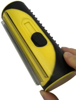 Pet Hond Kat Ontharing Borstel Multifunctionele Grooming Kam Vergieten Haar Remover Kam Voor Katten Honden Pet Rolling Kam geel