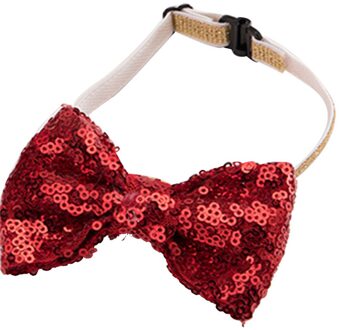 Pet Hond Kat Puppy Kraag Strik Hoed Verstelbare Sequin Voor Kerst Verjaardagsfeestje rood Bowknot