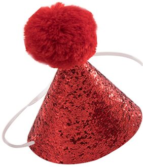 Pet Hond Kat Puppy Kraag Strik Hoed Verstelbare Sequin Voor Kerst Verjaardagsfeestje rood hat