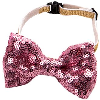 Pet Hond Kat Puppy Kraag Strik Hoed Verstelbare Sequin Voor Kerst Verjaardagsfeestje roze Bowknot