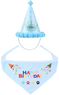 Pet Kat Hond Verjaardag Hoofddeksels Caps Hoed Party Kostuum Hoofddeksels Het is Mijn Verjaardag Brief Print Huisdier Accessoire voor Party lucht blauw
