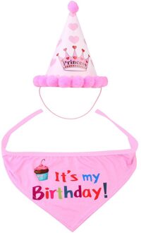 Pet Kat Hond Verjaardag Hoofddeksels Caps Hoed Party Kostuum Hoofddeksels Het is Mijn Verjaardag Brief Print Huisdier Accessoire voor Party roze