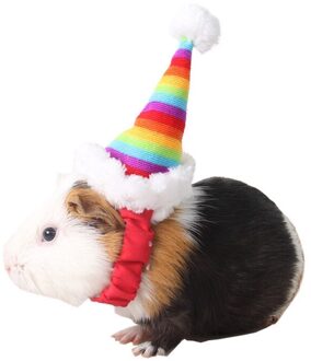 Pet Kerstmuts Kat Hond Winter Warm Pluche Cap Xmas Party Decor Hoed Grappige Leuke Huisdier Cosplay Diy Honden katten Kostuum Decor regenboog kleur