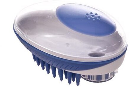 Pet Massager Bad Borstel Siliconen Hoofd Body Shampoo Hoofdhuid Massage Kat Haar Remover Haar Wassen Kam Blauw