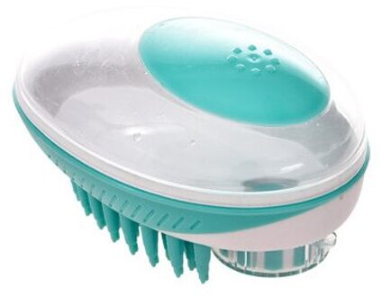 Pet Massager Bad Borstel Siliconen Hoofd Body Shampoo Hoofdhuid Massage Kat Haar Remover Haar Wassen Kam Groen