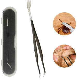 Pet Tick Remover Tool Set Tick Haak Rvs Tick Remover Voor Honden Katten Huisdier Ontharing borstel 2