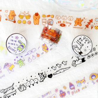 PET Transparent Washi Tape cartoon Cute animal Masking Tape Diy Scrapbooking Journal Paper Craft Stationery School Supplies LBSD
