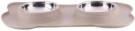 Pet Voerbak met mat en stalen bak 45x27 Duo crème