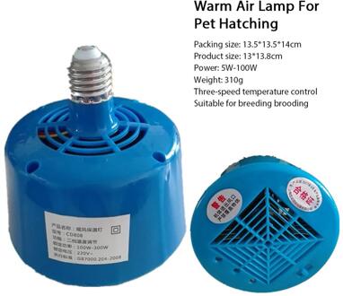 Pet Warmte Lamp met Warm Fan LED Verlichting Licht Reptile Heat Emitter Heater Lamp voor Huisdier Broedmachine Kippenhok hagedis Tur Blauw