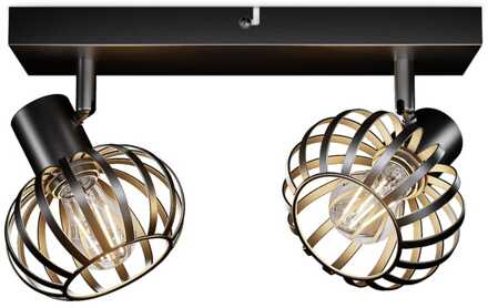 Petal - LED Plafondlamp - 2 spots - E14 Fitting - Kantelbaar & Draaibaar - Zwart