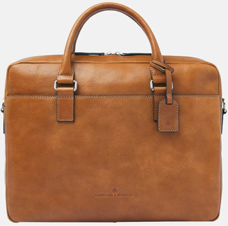 Peter Single zip Heritage laptoptas 15.6 inch light brown