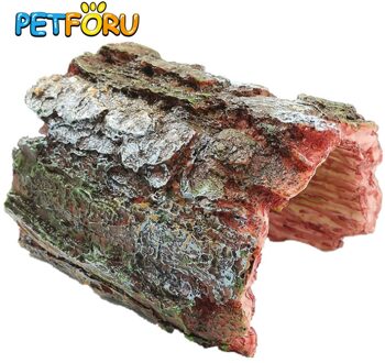 Petforu Emulational Gebogen Half Boom Shell Reptiel Verbergen Rest Cave Huisdier Habitat Ornament