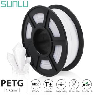 Petg 3D Printer Filament S Spool 1.75Mm 1Kg 2.2lbs Juli Voorraad Ondersteuning Order Tolerantie +/-0.02Mm 100% Geen Bubble wit PETG
