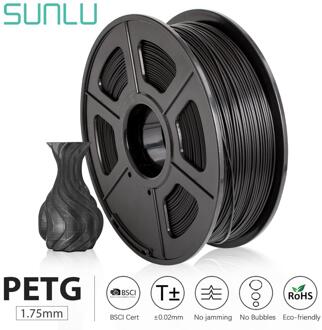 Petg 3D Printer Filament S Spool 1.75Mm 1Kg 2.2lbs Juli Voorraad Ondersteuning Order Tolerantie +/-0.02Mm 100% Geen Bubble zwart PETG