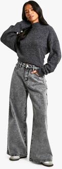 Petite 28 Inch Basic Jeans Met Wijde Pijpen, Grey - 44