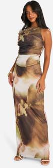 Petite Abstract Mesh Maxi Rok, Natural - 38