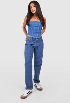 Petite Basic Jeans Met Rechte Pijpen, Mid Blue - 36