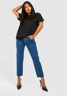 Petite Basic Slim Fit Mom Jeans, Washed Indigo - 42