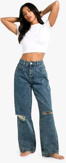 Petite Basics Gescheurde Knie Boyfriend Jeans, Vintage Wash - 6/28L