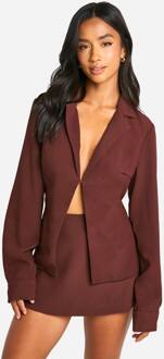 Petite Blouse Met Enkele Sluiting In Crepe, Nauwsluitend, Rust - 36