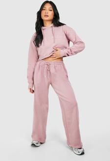 Petite Dsgn Corset Hoodie Wide Leg Washed Tracksuit, Pink - S