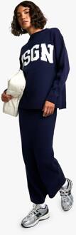 Petite Dsgn Ronde Hals Gebreide Trui En Maxi Rok Set, Navy - XL