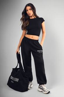 Petite Dsgn Studio Applique Oversized Jogger, Black