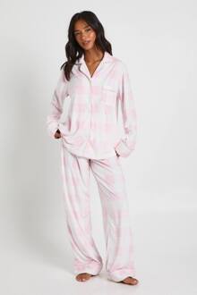 Petite Geruite En Hart Broek Pyjama Set, Light Pink - 44