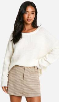 Petite Geruite Micro Mini Rok, Stone - 36