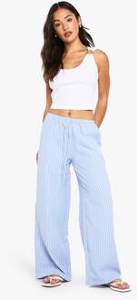 Petite Gestreepte Broek Met Trekkoord En Wijde Pijpen, Blue - 40