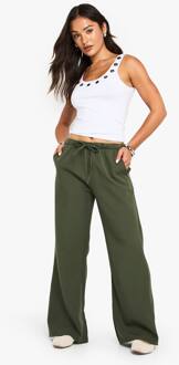 Petite Geweven Broek Met Elastische Taille En Rechte Pijpen, Light Khaki - 44