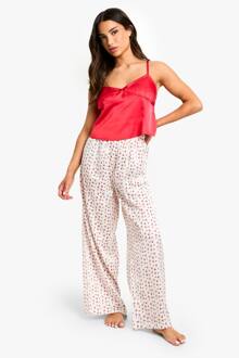 Petite Kersprint Cami Top & Broek Pyjama Set, Red - 38