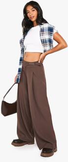 Petite Laag Gesneden Geverste Extreem Wijde Pijpenbroek, Chocolate - 42