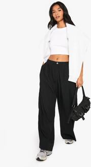 Petite Lage Taille Broek Met Rechte Pijpen, Black - 42